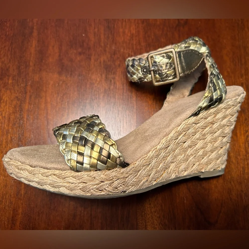 GAP Gold Braided Wedge Sandals